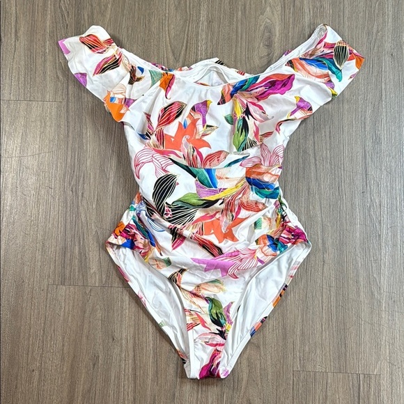 Floral Off-Shoulder Swimsuit - Picture 1 of 7